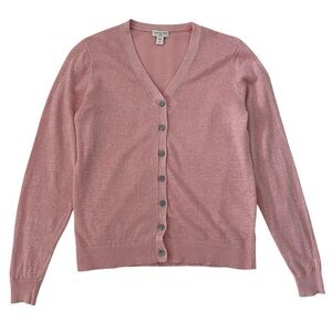 Garnet‎ Hill 100% Linen Button Front Cardigan in Pink SZ XS